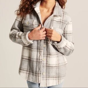 Abercrombie & Fitch Sherpa Button-Up Shirt Jacket